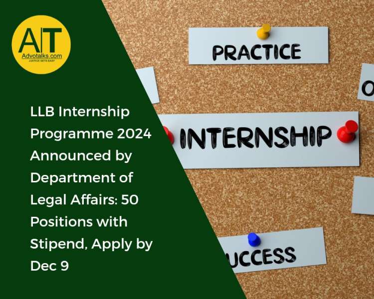 LLB Internship Programme 2024 Announced By Department Of Legal Affairs: 50 Positions With Stipend, A
